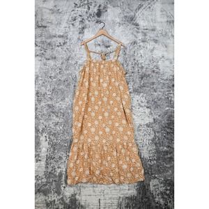 Old Navy Mustard Yellow Floral Sleeveless Midi Dress Plus Size 3X
